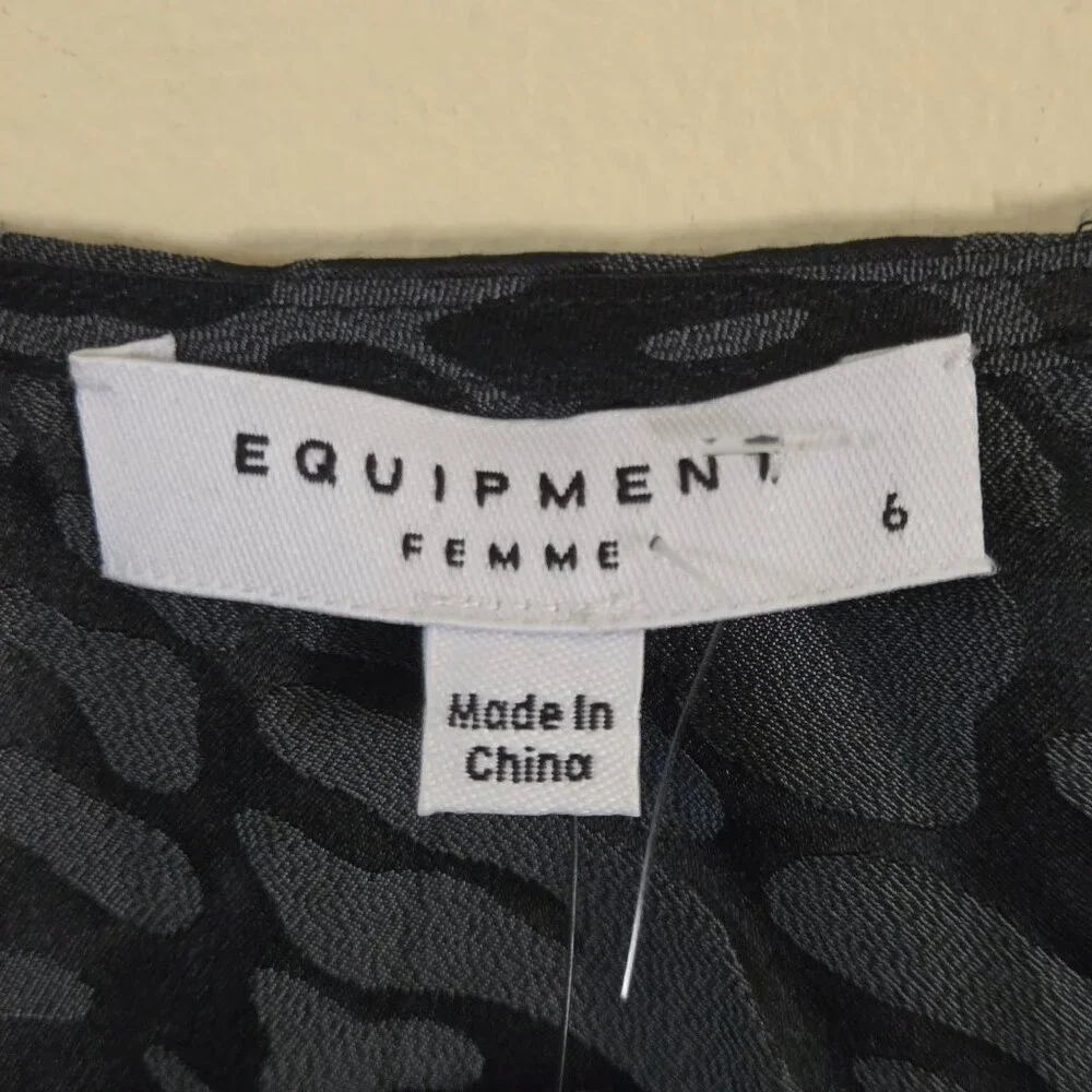 Equipment Femme NWT Alexandria Dress Animal Print Gray Black Silk Blend Size 6